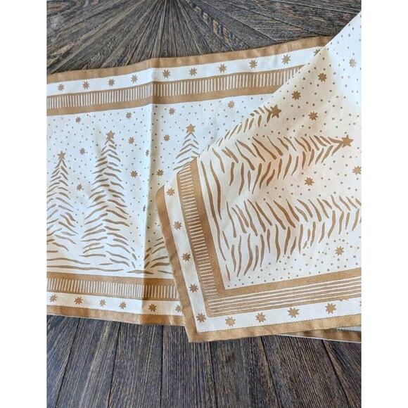 Park B Smith Christmas Tree Table Runner Ivory Gold 72” PBS Oblong Stars Decor - Picture 6 of 9